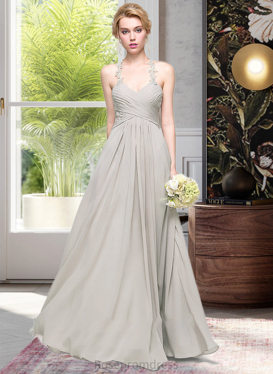 Pat A-Line Sweetheart Floor-Length Chiffon Bridesmaid Dress With Ruffle SRSP0013034