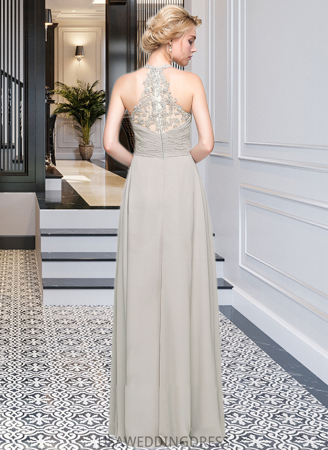 Madison A-Line Sweetheart Floor-Length Chiffon Bridesmaid Dress With Ruffle DSP0013034