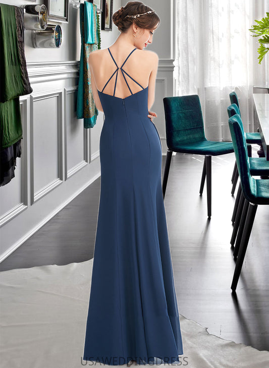 Parker A-Line Halter Floor-Length Bridesmaid Dress With Ruffle Split Front DSP0013048