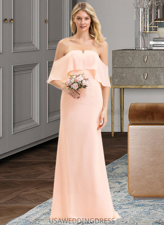 Tess Trumpet/Mermaid Off the Shoulder Sweep Train Chiffon Bridesmaid Dress DSP0013064