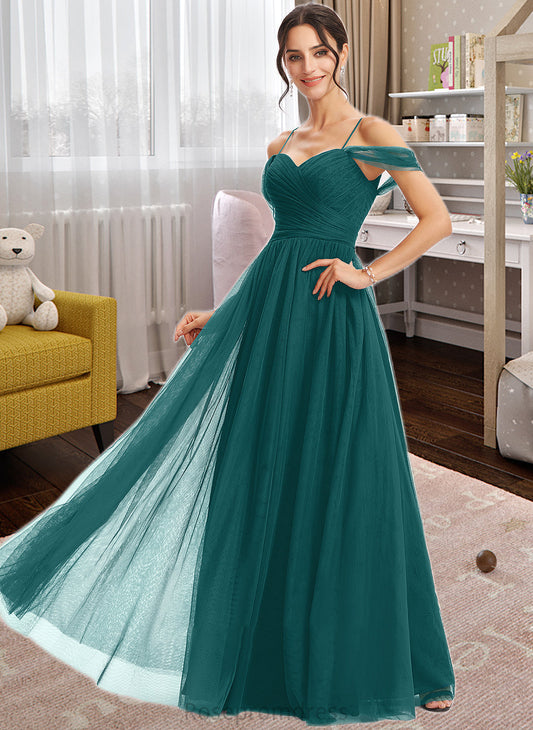 Asia A-Line V-neck Floor-Length Bridesmaid Dress With Ruffle SRSP0013072