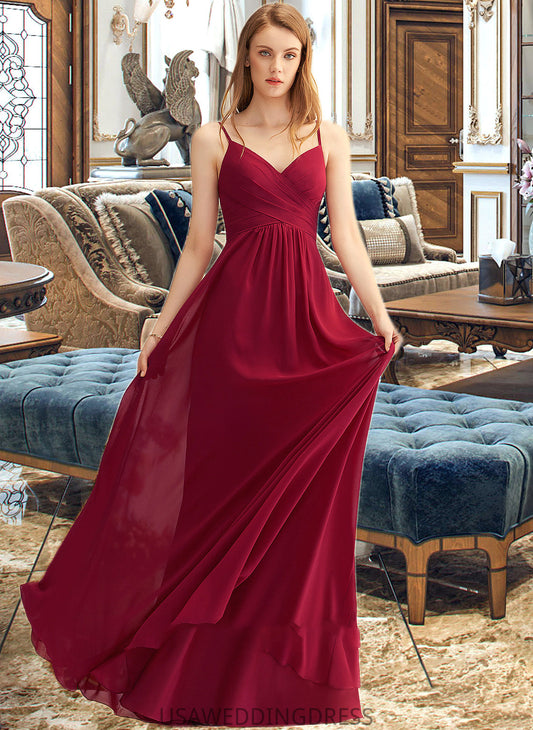 Brooke A-LineV-neckFloor-LengthChiffonBridesmaidDressWithRuffle#251386 DSP0013076