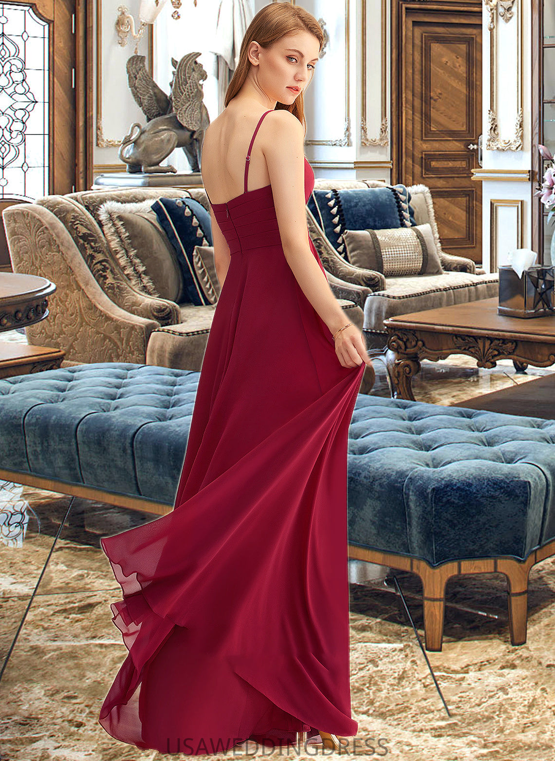 Brooke A-LineV-neckFloor-LengthChiffonBridesmaidDressWithRuffle#251386 DSP0013076