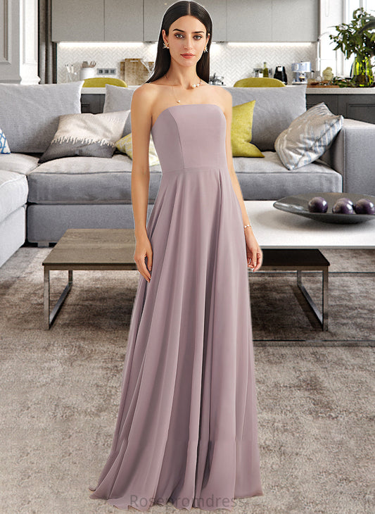 Kayden A-Line Strapless Floor-Length Bridesmaid Dress With Split Front SRSP0013084