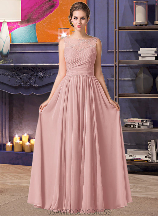 Valerie Chiffon Lace A-Line Floor-length Bridesmaid Dress DSP0013107