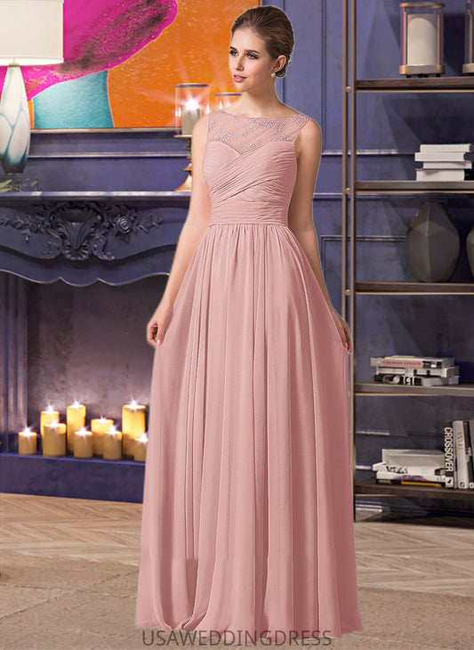 Valerie Chiffon Lace A-Line Floor-length Bridesmaid Dress DSP0013107