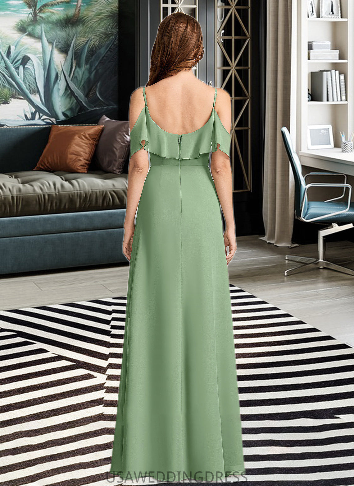 Sloane A-Line V-neck Asymmetrical Bridesmaid Dress With Split Front DSP0013109