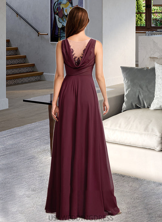 Rosemary A-Line V-neck Floor-Length Bridesmaid Dress With Lace DSP0013117