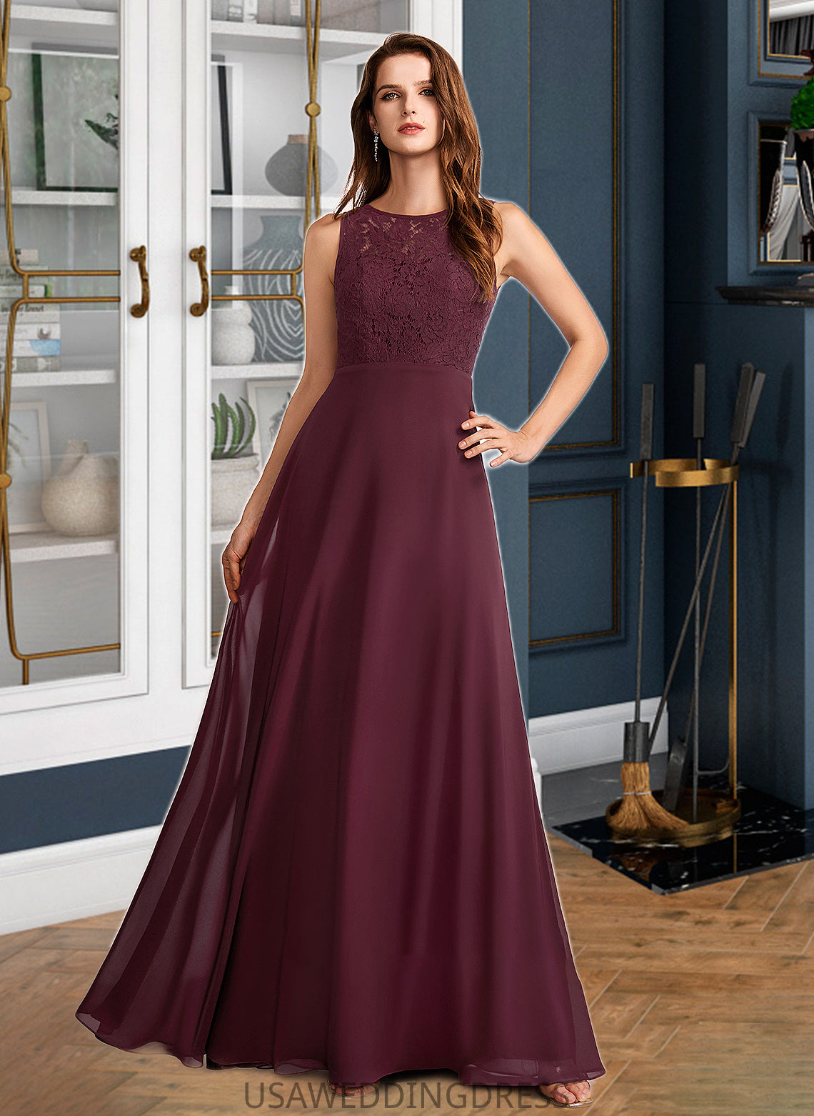 Adrianna A-Line Floor-Length Bridesmaid Dress DSP0013118