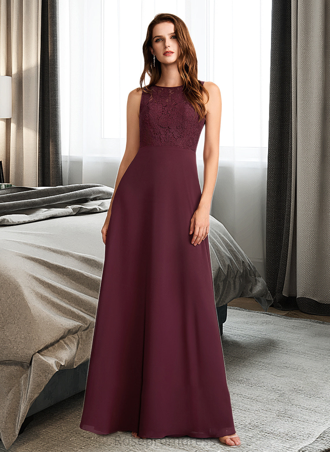 Milagros A-Line Floor-Length Bridesmaid Dress SRSP0013118