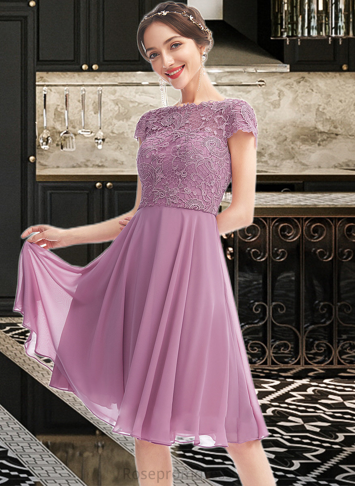 Whitney A-Line Scoop Neck Knee-Length Bridesmaid Dress SRSP0013119