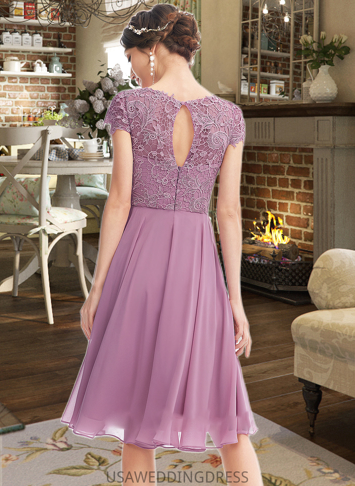 Melany A-Line Scoop Neck Knee-Length Bridesmaid Dress DSP0013119