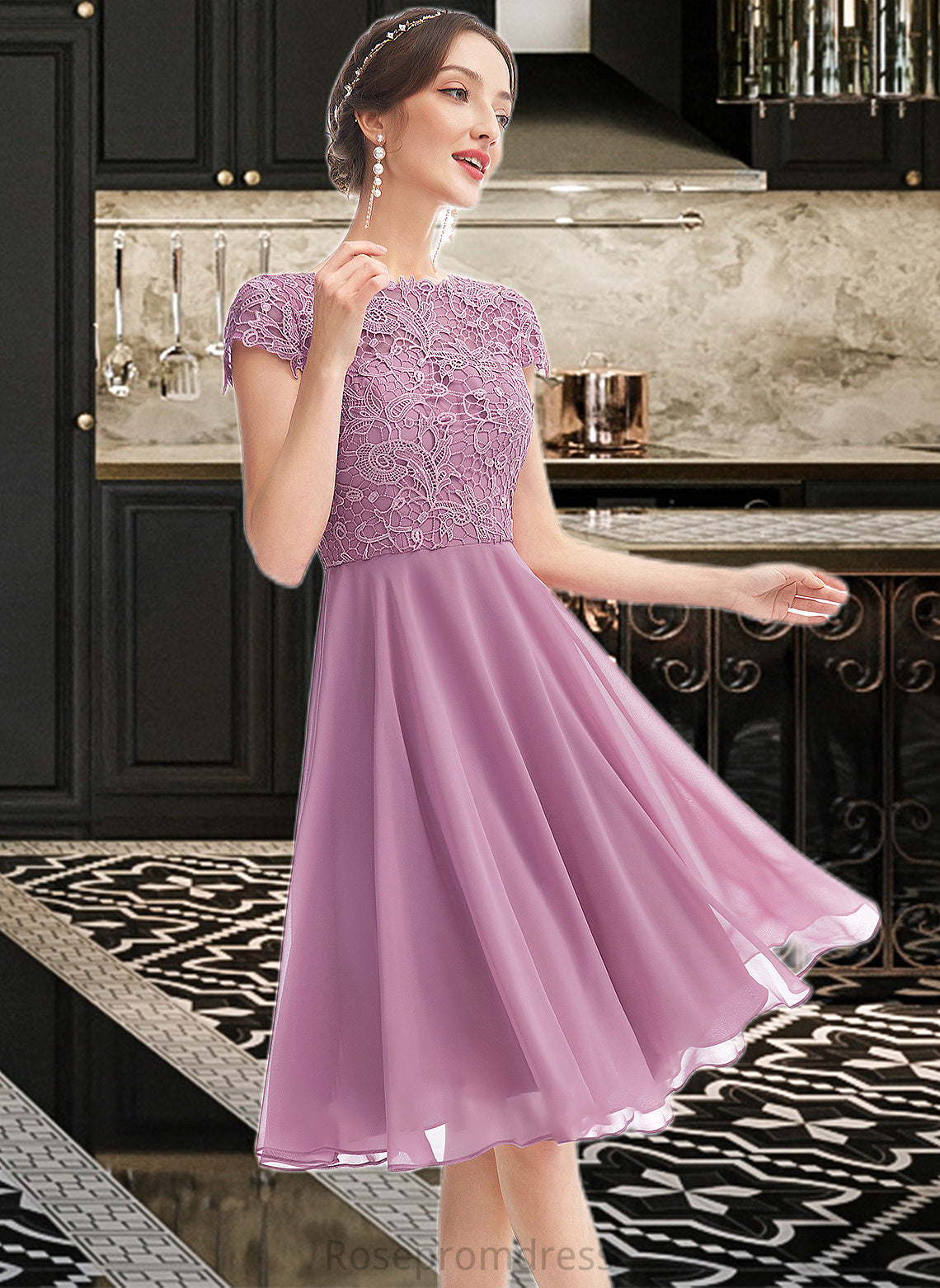 Whitney A-Line Scoop Neck Knee-Length Bridesmaid Dress SRSP0013119