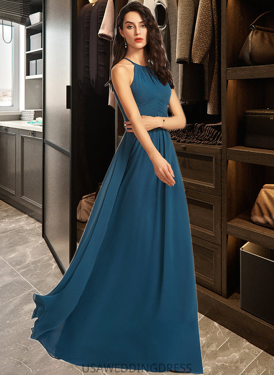 Esperanza A-Line Scoop Neck Floor-Length Bridesmaid Dress With Ruffle DSP0013120