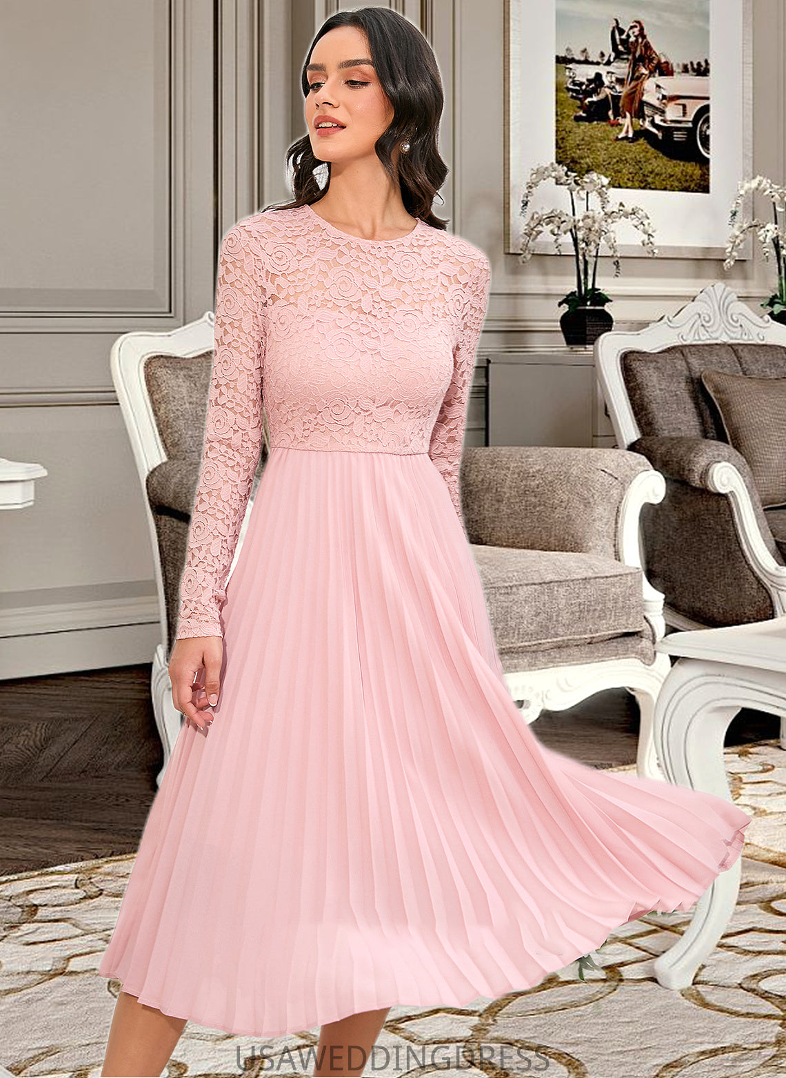 Hallie A-Line Knee-Length Bridesmaid Dress DSP0013126