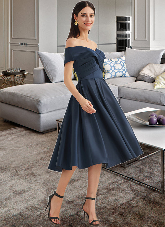Eva A-Line Off-the-Shoulder Knee-Length Bridesmaid Dress With Pockets SRSP0013150