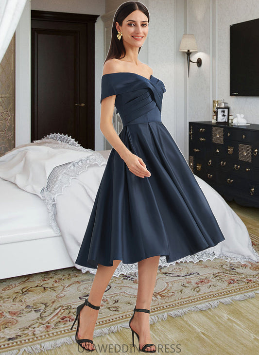 Josephine A-Line Off-the-Shoulder Knee-Length Bridesmaid Dress With Pockets DSP0013150