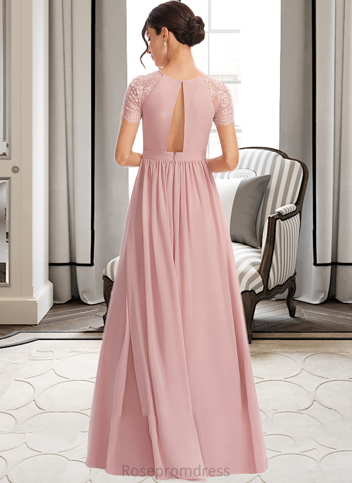Helena A-Line Floor-Length Bridesmaid Dress With Lace SRSP0013151