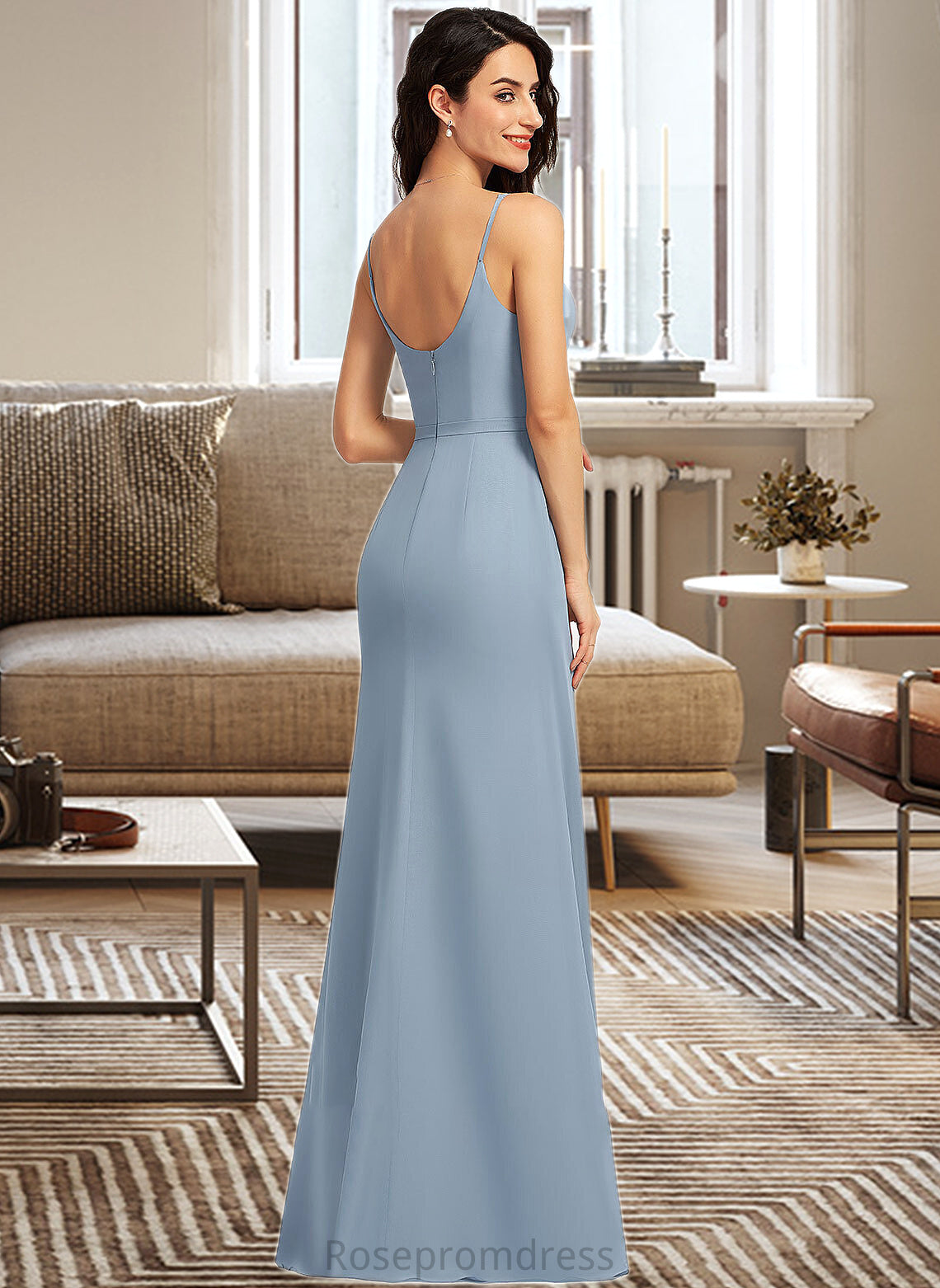 Susan Sheath/Column V-neck Floor-Length Bridesmaid Dress SRSP0013152