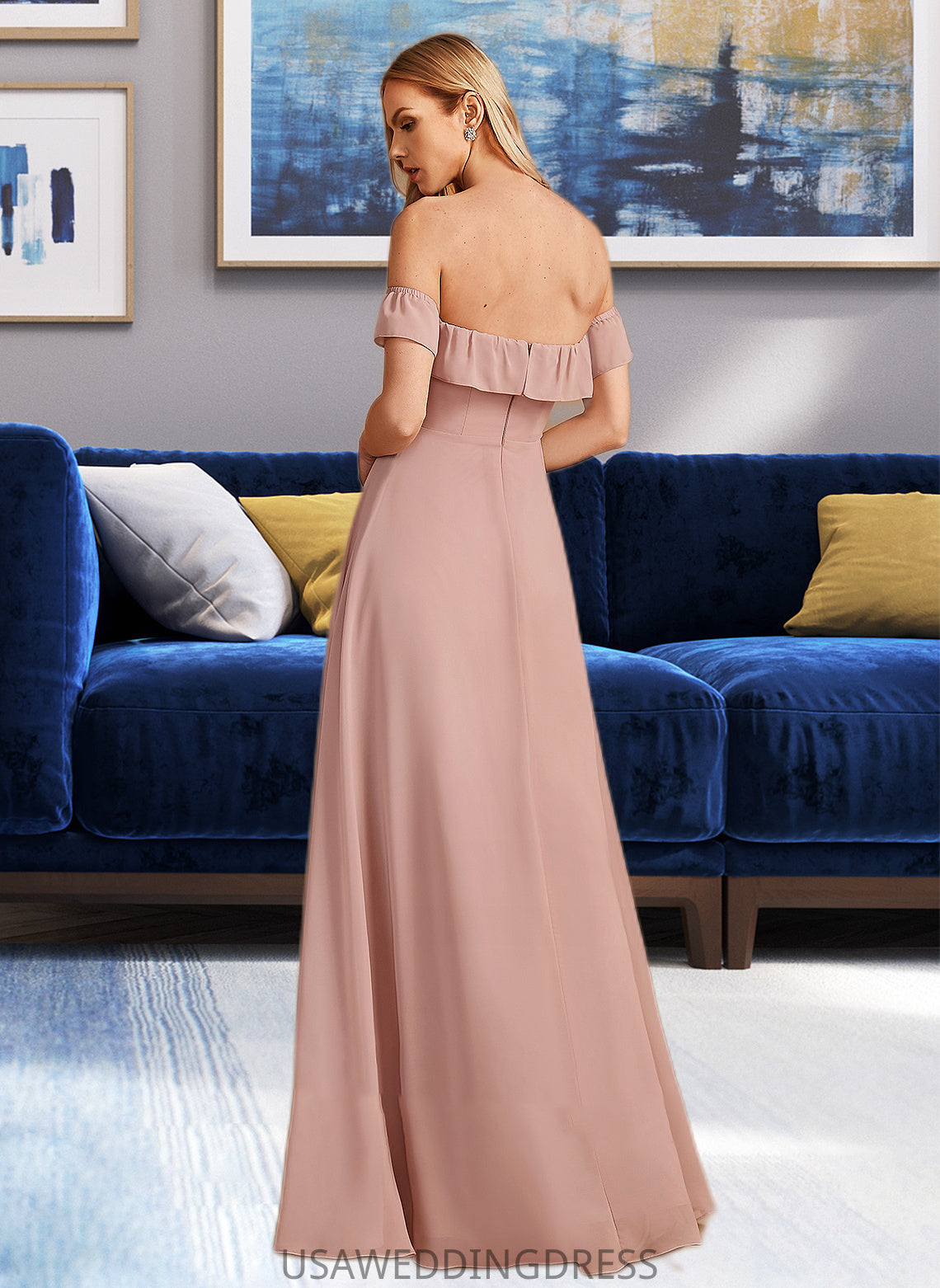 Catherine A-Line Off-the-Shoulder Floor-Length Bridesmaid Dress With Ruffle DSP0013156