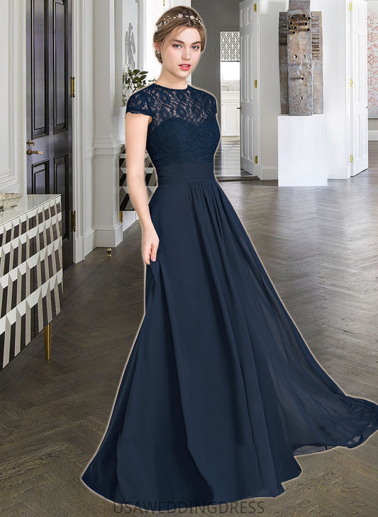 Hortensia A-Line Sweetheart Floor-Length Chiffon Lace Bridesmaid Dress With Ruffle DSP0013163