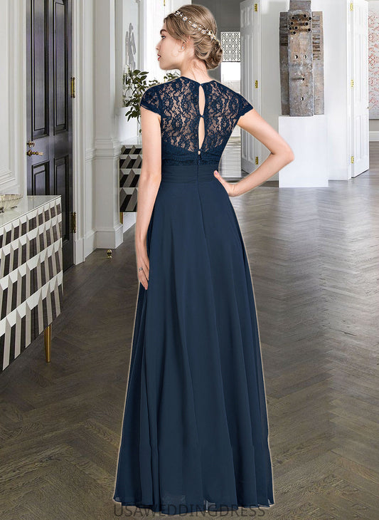 Hortensia A-Line Sweetheart Floor-Length Chiffon Lace Bridesmaid Dress With Ruffle DSP0013163
