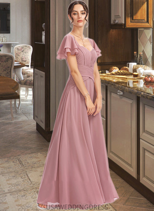 Pauline A-Line Square Neckline Floor-Length Bridesmaid Dress With Ruffle Cascading Ruffles DSP0013172