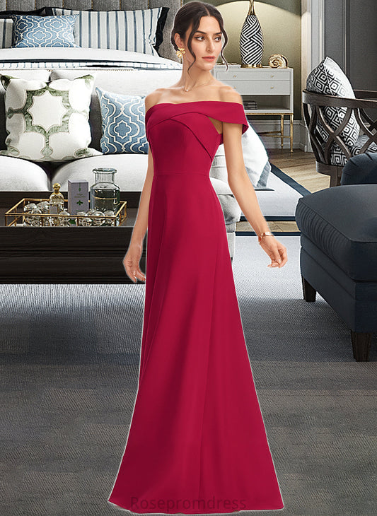 Heidi Sheath/Column Off-the-Shoulder Floor-Length Bridesmaid Dress With Ruffle SRSP0013177