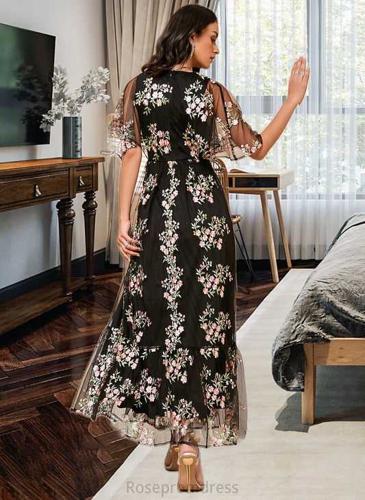 Logan A-Line V-neck Ankle-Length Bridesmaid Dress SRSP0013197