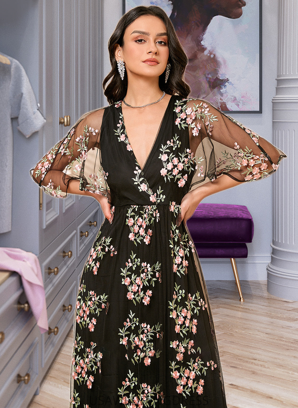 Kylie A-Line V-neck Ankle-Length Bridesmaid Dress DSP0013197