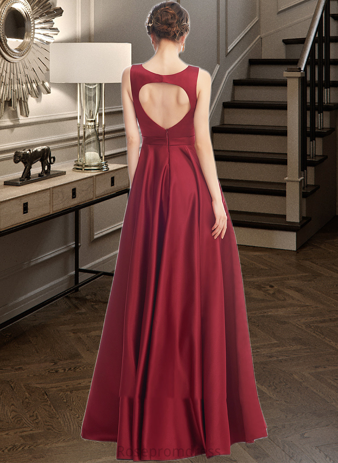 Alayna A-Line Scoop Neck Floor-Length Bridesmaid Dress SRSP0013198
