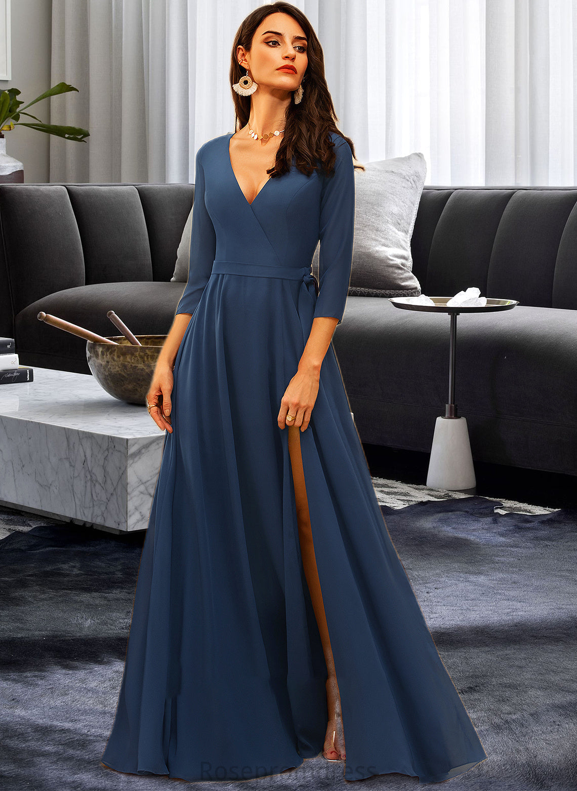 Sal A-LineV-neckFloor-LengthBridesmaidDress#254178 SRSP0013215