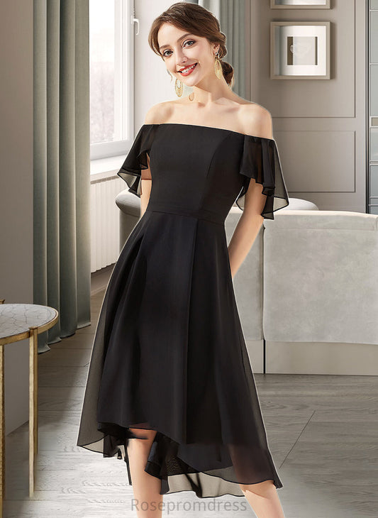 Ariana A-Line Off-the-Shoulder Asymmetrical Chiffon Bridesmaid Dress With Cascading Ruffles SRSP0013224
