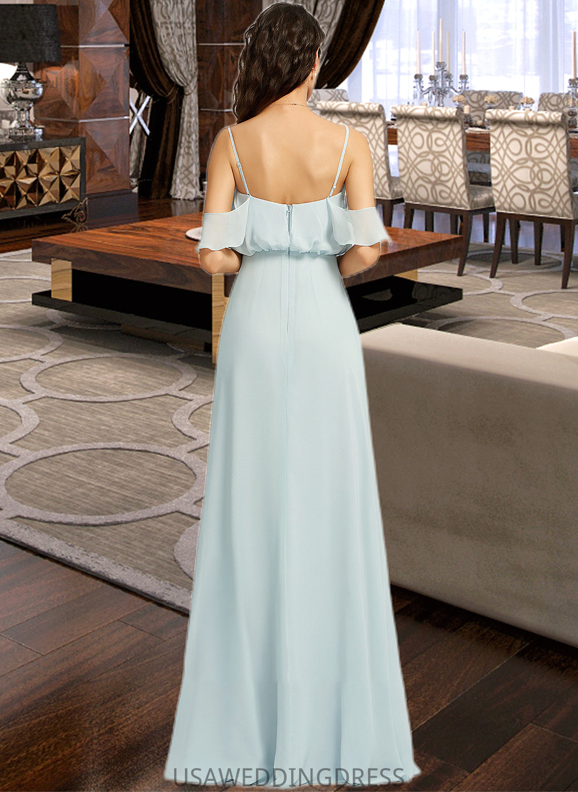 Alina A-Line Off-the-Shoulder Floor-Length Bridesmaid Dress With Split Front DSP0013231