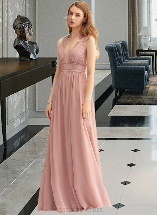 Kira A-LineV-neckFloor-LengthChiffonBridesmaidDressWithSplitFront#251361 SRSP0013235