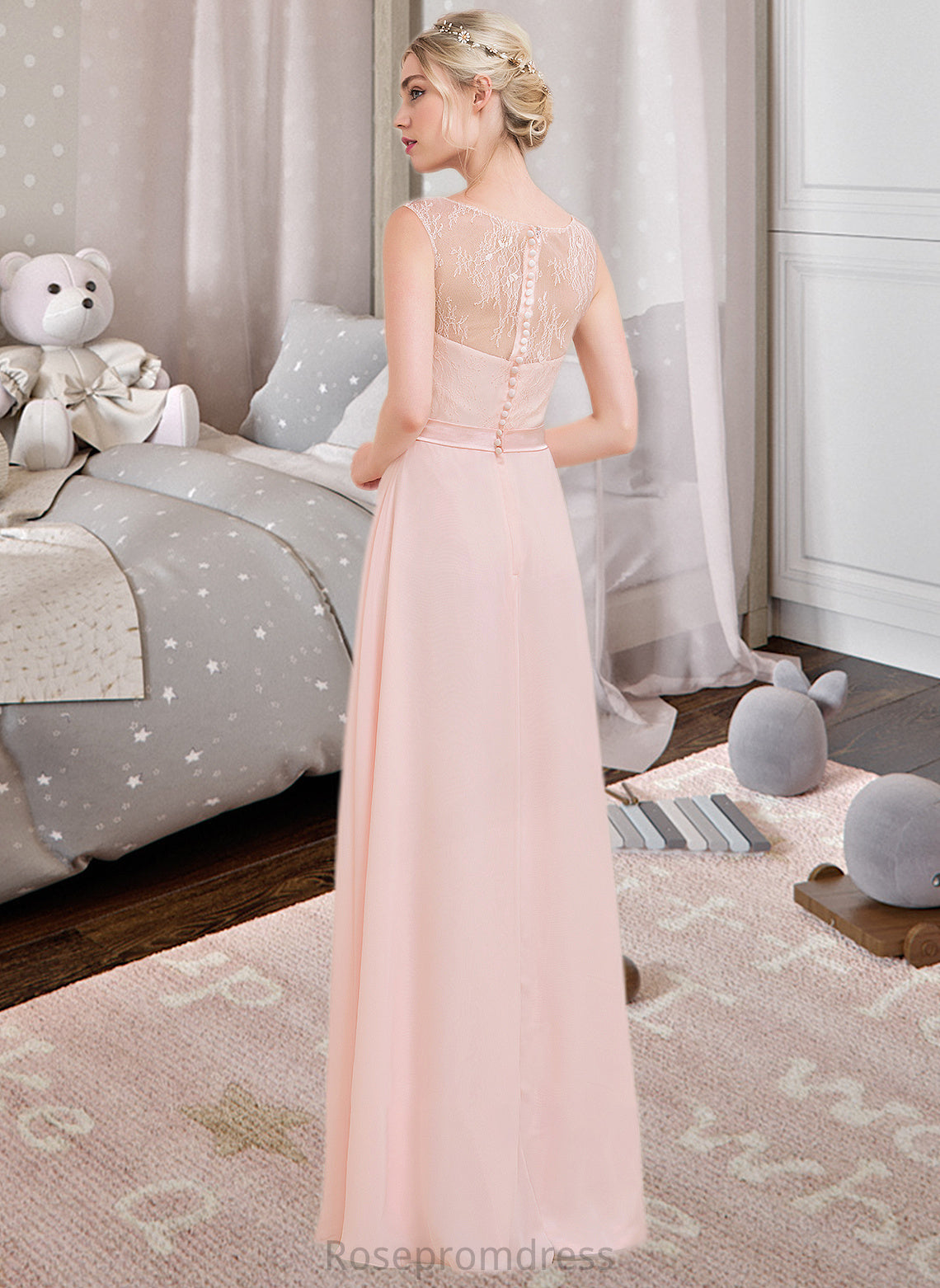 Amiah A-Line/Princess Sweetheart Floor-Length Chiffon Bridesmaid Dress With Ruffle SRSP0013239