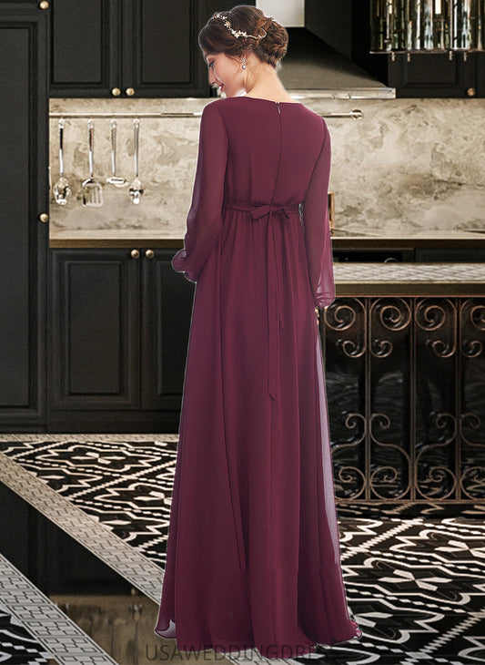 Gretchen A-Line V-neck Floor-Length Bridesmaid Dress With Split Front DSP0013244