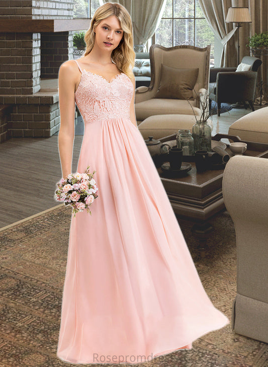Cherish A-Line Sweetheart Floor-Length Chiffon Lace Bridesmaid Dress SRSP0013248