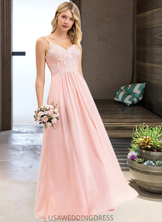 Gladys A-Line Sweetheart Floor-Length Chiffon Lace Bridesmaid Dress DSP0013248