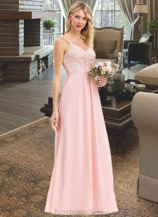 Cherish A-Line Sweetheart Floor-Length Chiffon Lace Bridesmaid Dress SRSP0013248
