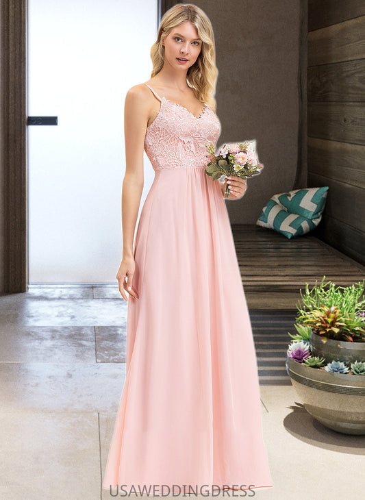 Gladys A-Line Sweetheart Floor-Length Chiffon Lace Bridesmaid Dress DSP0013248