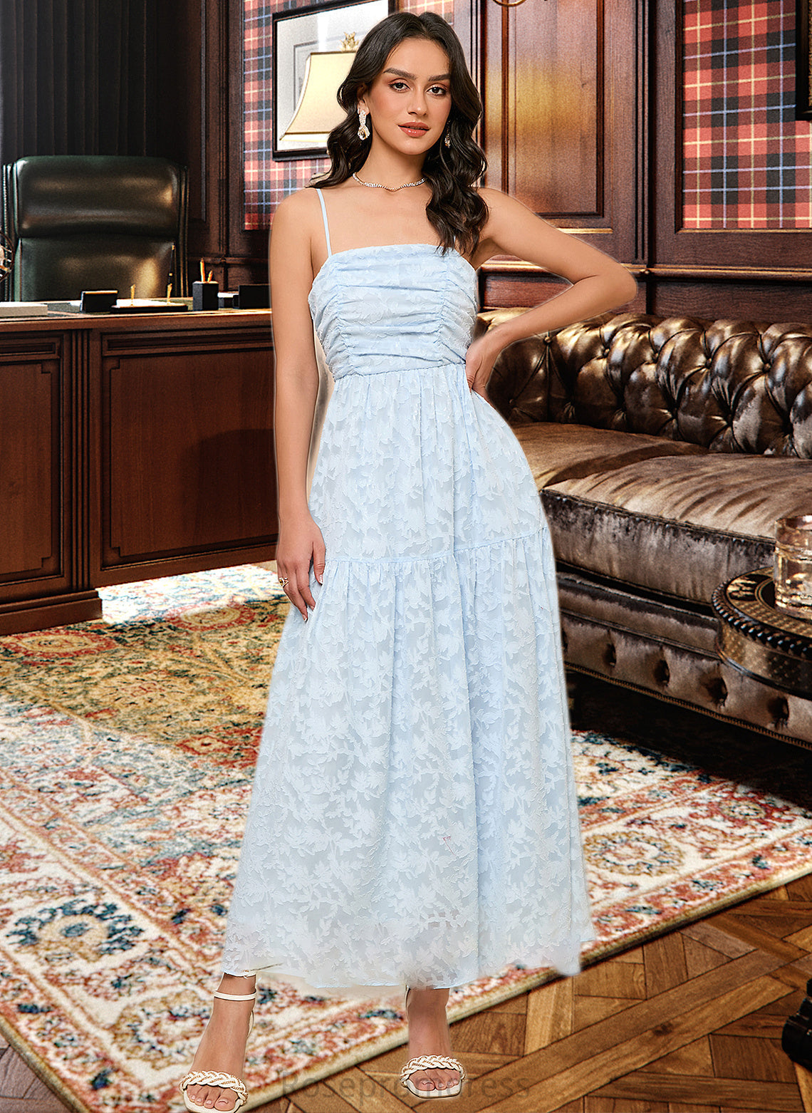 Melany A-LineSquareNecklineAnkle-LengthBridesmaidDress#273653 SRSP0013262