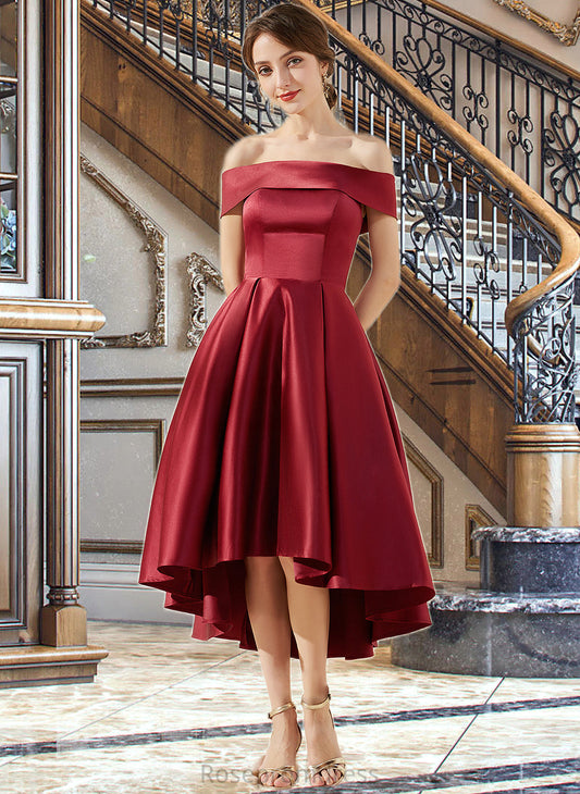 Allyson A-Line Off-the-Shoulder Asymmetrical Satin Bridesmaid Dress With Pockets SRSP0013264