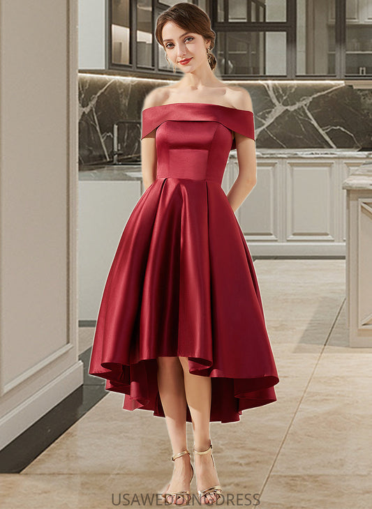 Charlie A-Line Off-the-Shoulder Asymmetrical Satin Bridesmaid Dress With Pockets DSP0013264