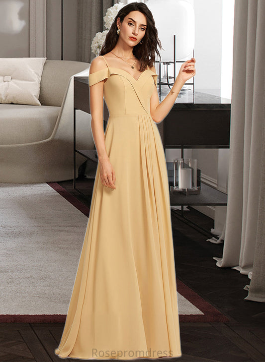 Thalia A-Line V-neck Floor-Length Bridesmaid Dress SRSP0013265
