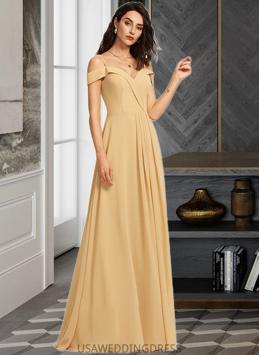 Muriel A-Line V-neck Floor-Length Bridesmaid Dress DSP0013265