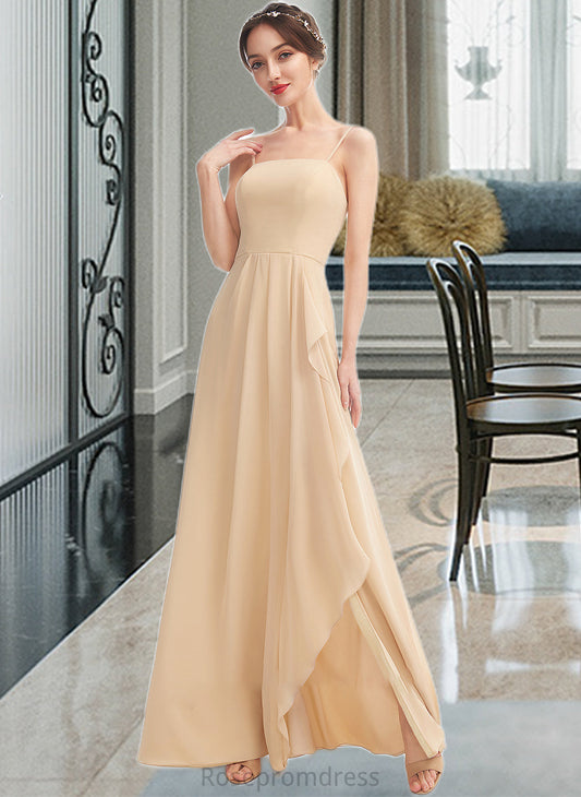 Addyson A-Line Square Neckline Floor-Length Bridesmaid Dress With Split Front SRSP0013275