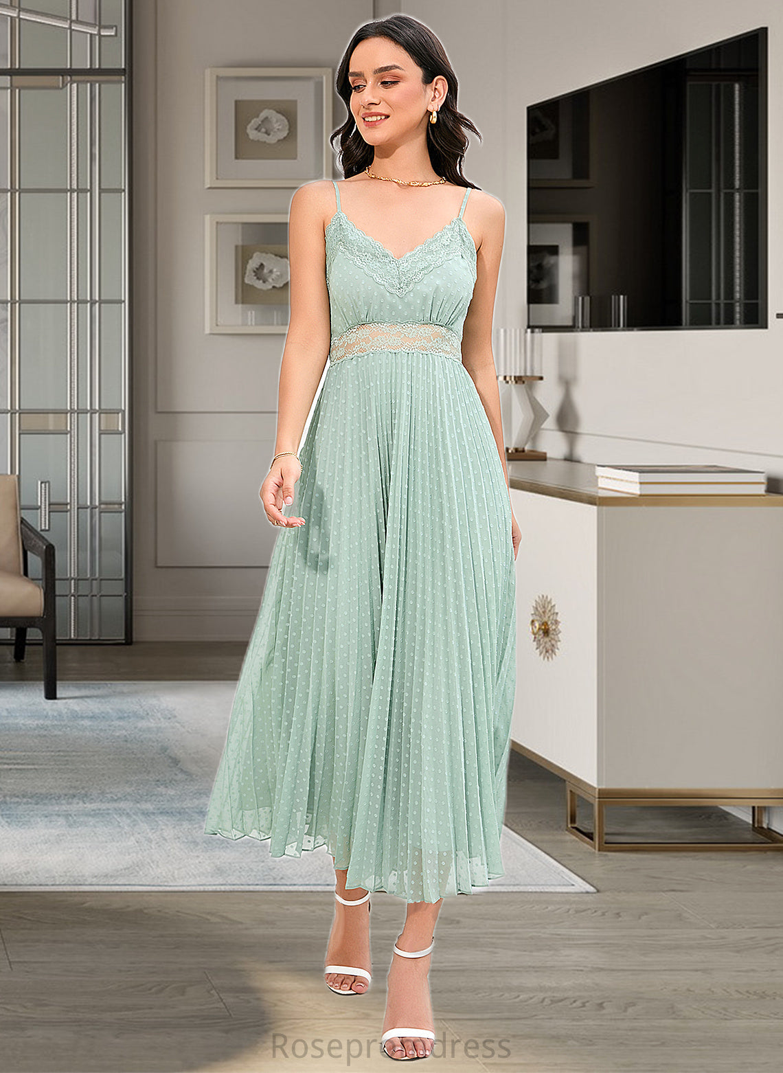 Beatrice A-LineV-neckAnkle-LengthBridesmaidDress#273652 SRSP0013283