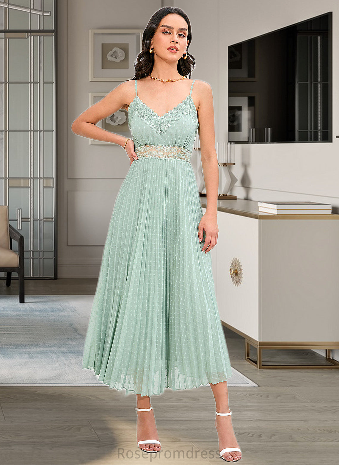 Beatrice A-LineV-neckAnkle-LengthBridesmaidDress#273652 SRSP0013283