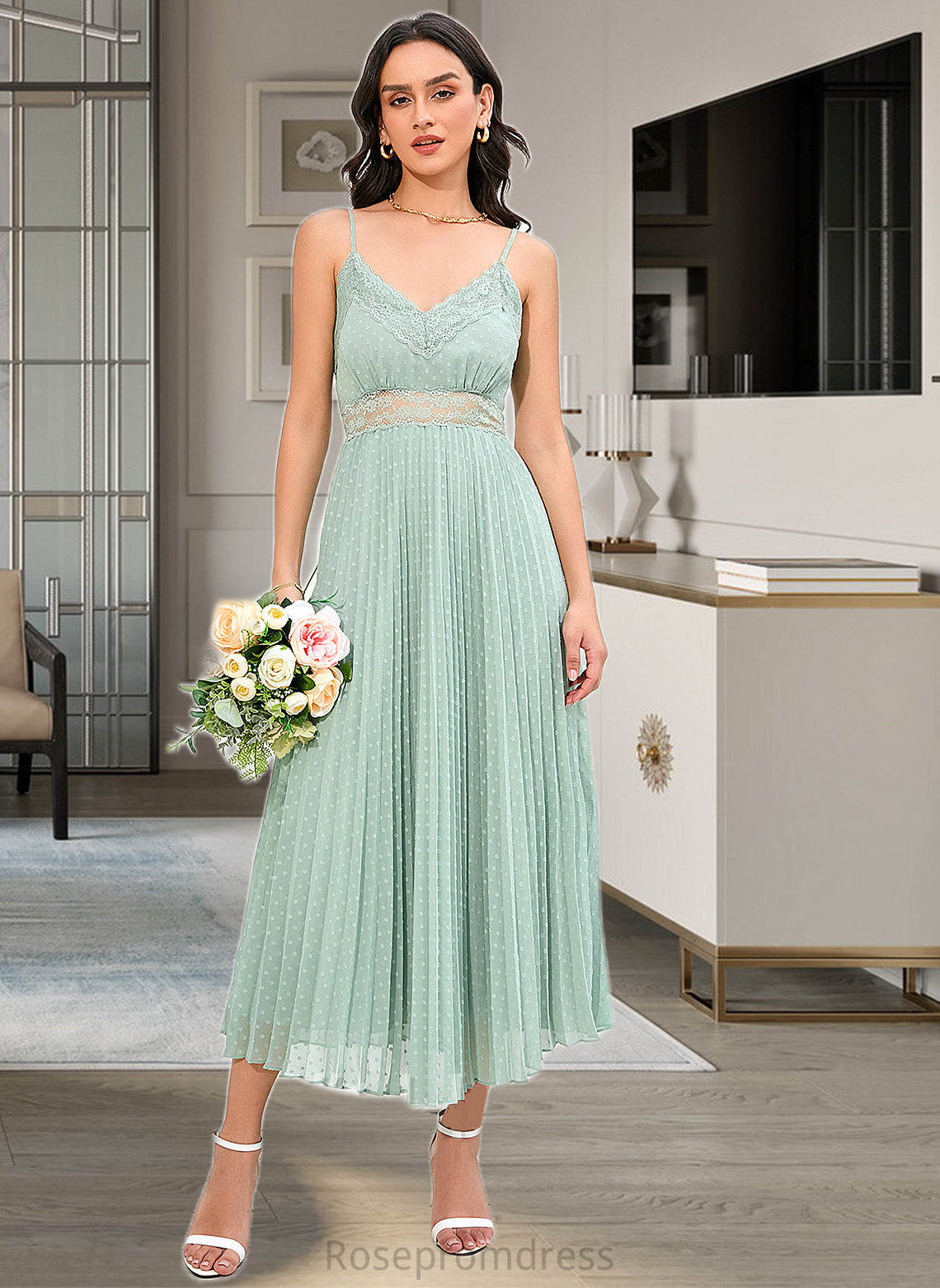 Beatrice A-LineV-neckAnkle-LengthBridesmaidDress#273652 SRSP0013283